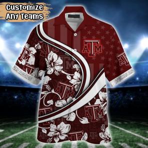 Texas A&M Aggies NCAA US Flag Flower Hawaii Shirt For Fans