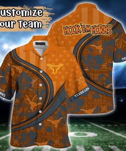 Texas Longhorns NCAA US Flag Flower Hawaii Shirt For Fans