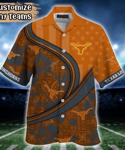 Texas Longhorns NCAA US Flag Flower Hawaii Shirt For Fans
