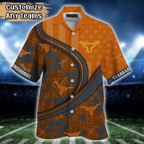 Texas Longhorns NCAA US Flag Flower Hawaii Shirt For Fans