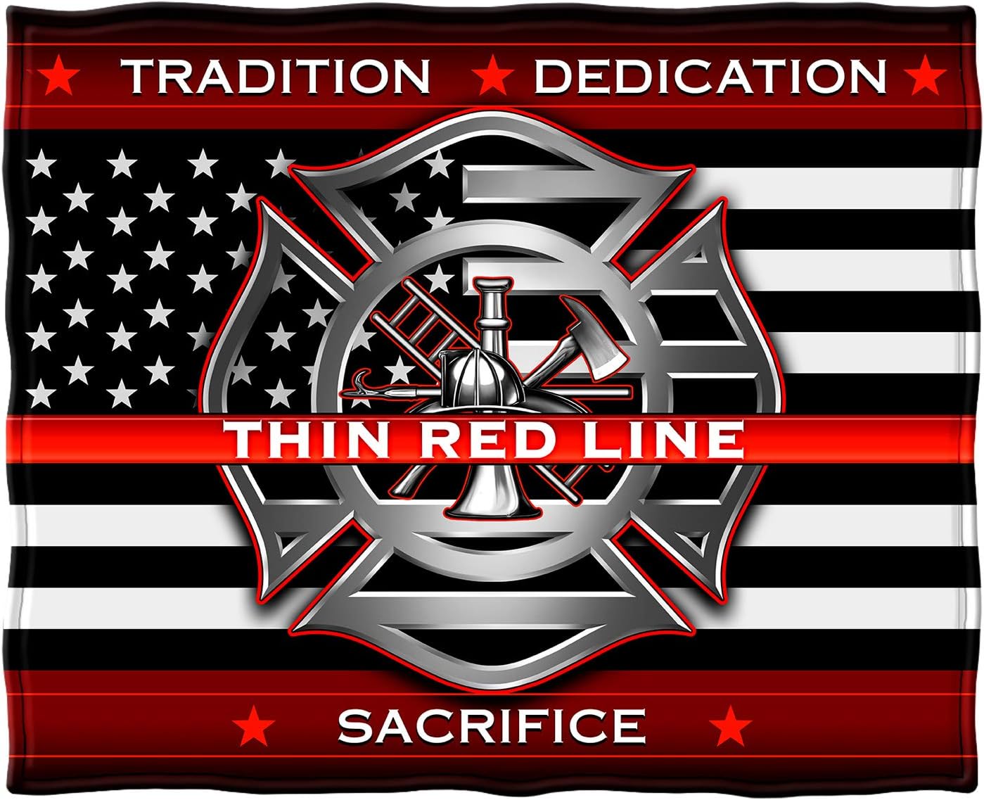 Thin RED LINE Firefighter Throw Blanket - Patriotic Gift