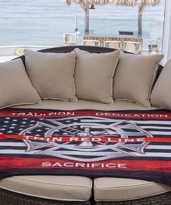 Thin RED LINE Firefighter Throw Blanket - Patriotic Gift