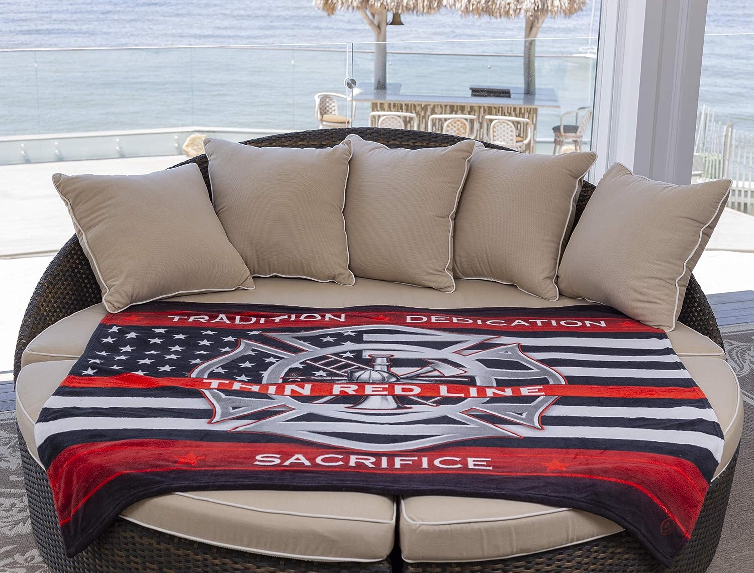 Thin RED LINE Firefighter Throw Blanket - Patriotic Gift