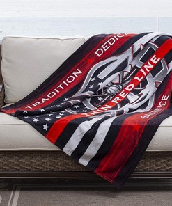 Thin RED LINE Firefighter Throw Blanket - Patriotic Gift