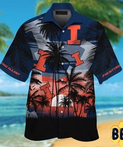 Trendy Illinois Fighting Illini Tropical Hawaiian Shirt for Men 