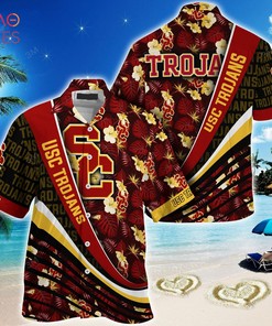 Trendy Summer Look: USC Trojans Summer Hawaiian Shirt with Tropical Flower Pattern 