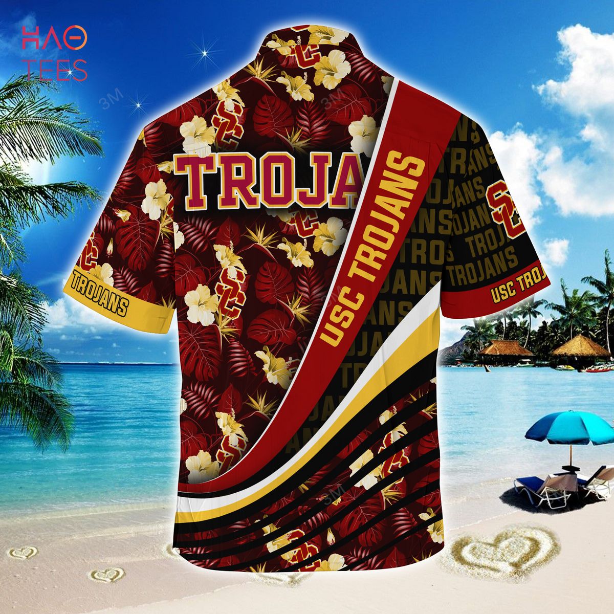 Trendy Summer Look: USC Trojans Summer Hawaiian Shirt with Tropical Flower Pattern