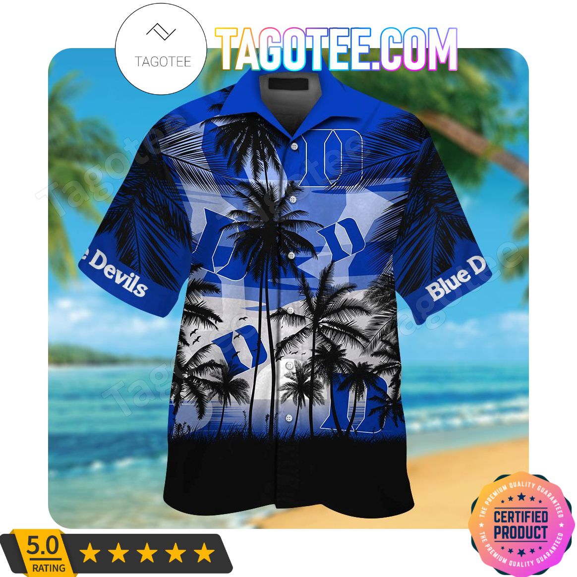 Tropical Aloha Hawaii Duke Blue Devils Shirt for Beach Vacations