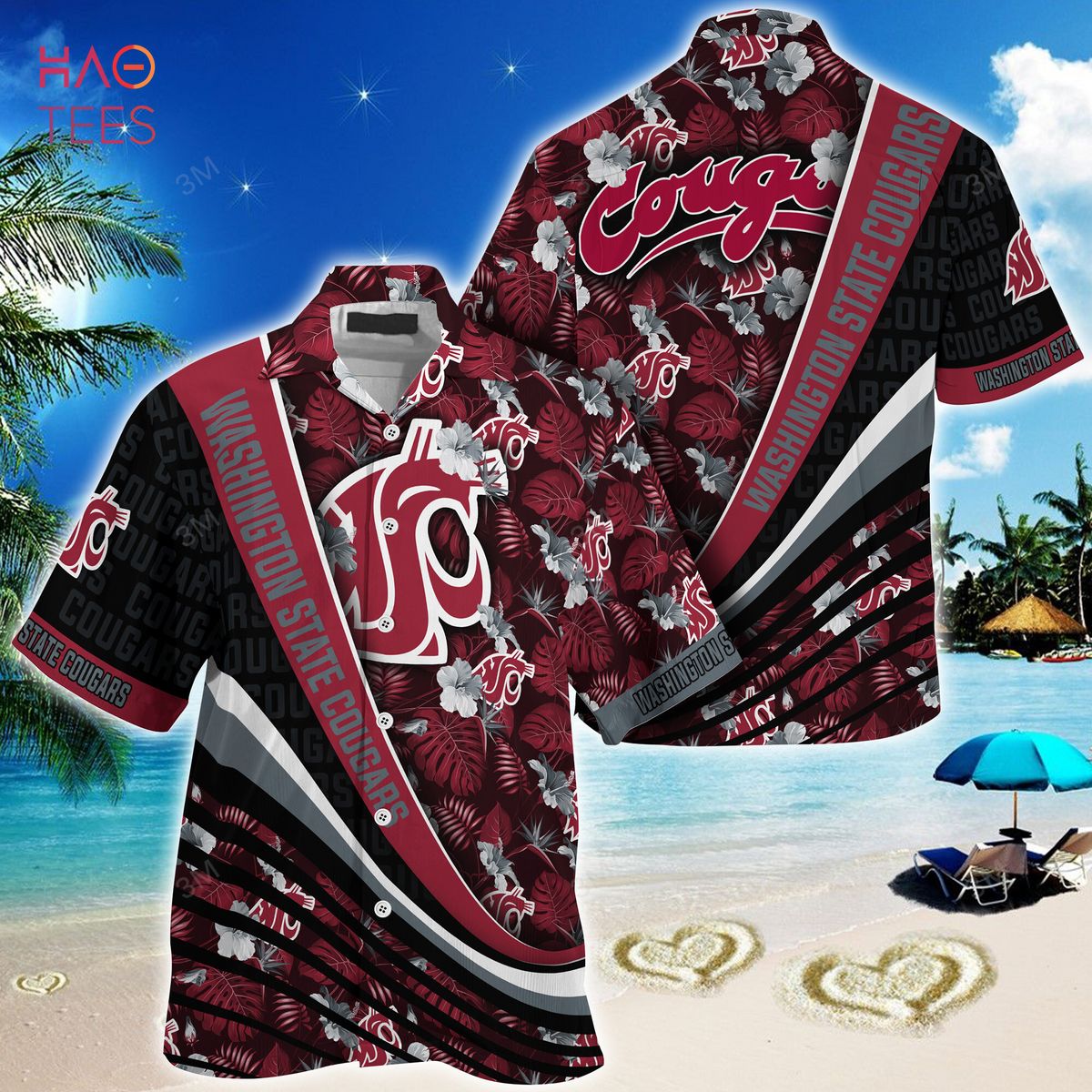 Tropical Flower Pattern: Washington State Cougars Summer Hawaiian Shirt for Fans