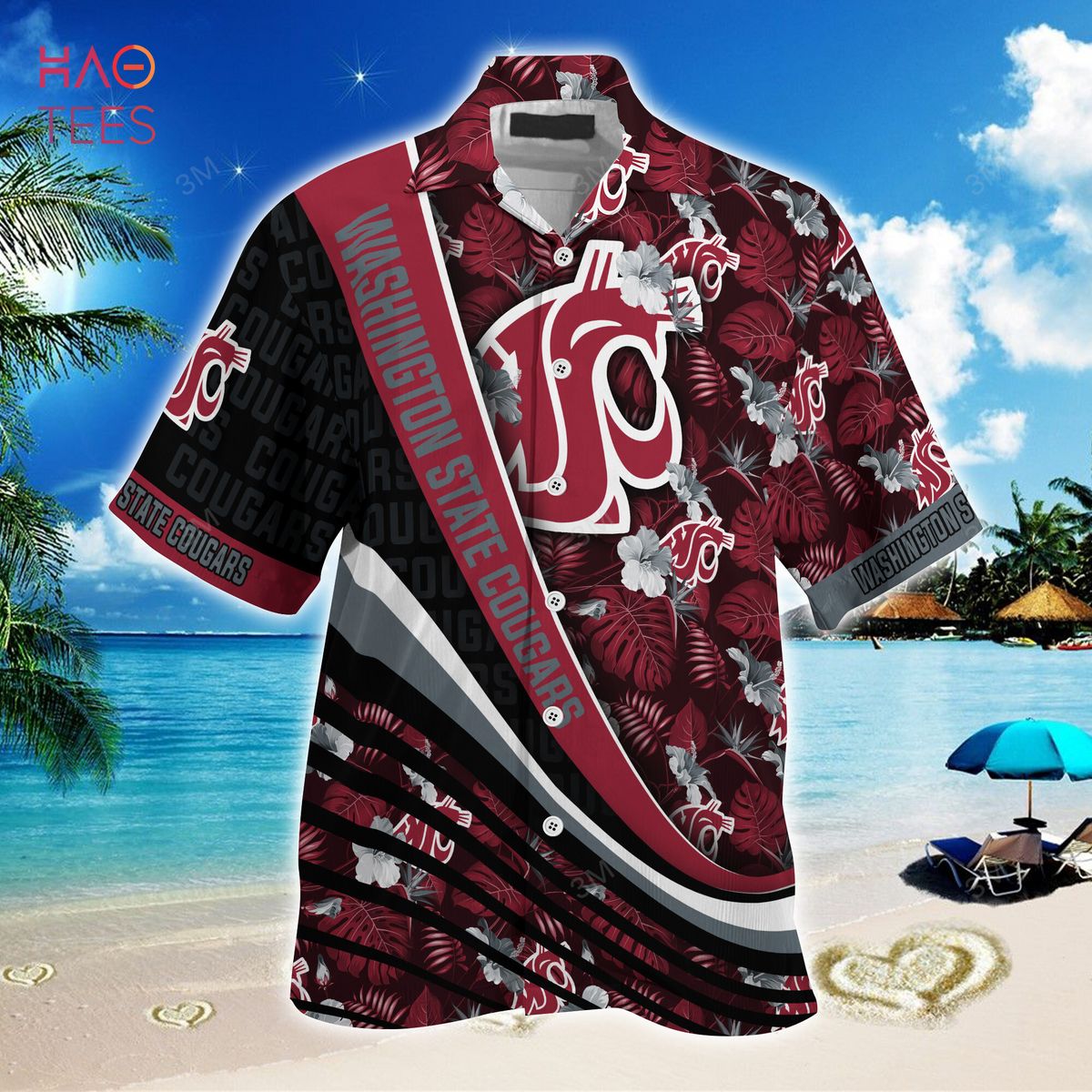 Tropical Flower Pattern: Washington State Cougars Summer Hawaiian Shirt for Fans