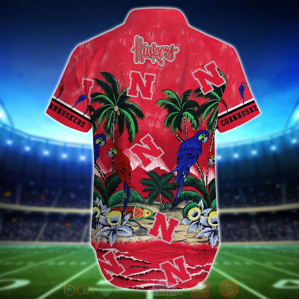 Tropical Sea and Parrots Aloha Shirt for Nebraska Cornhuskers Fans