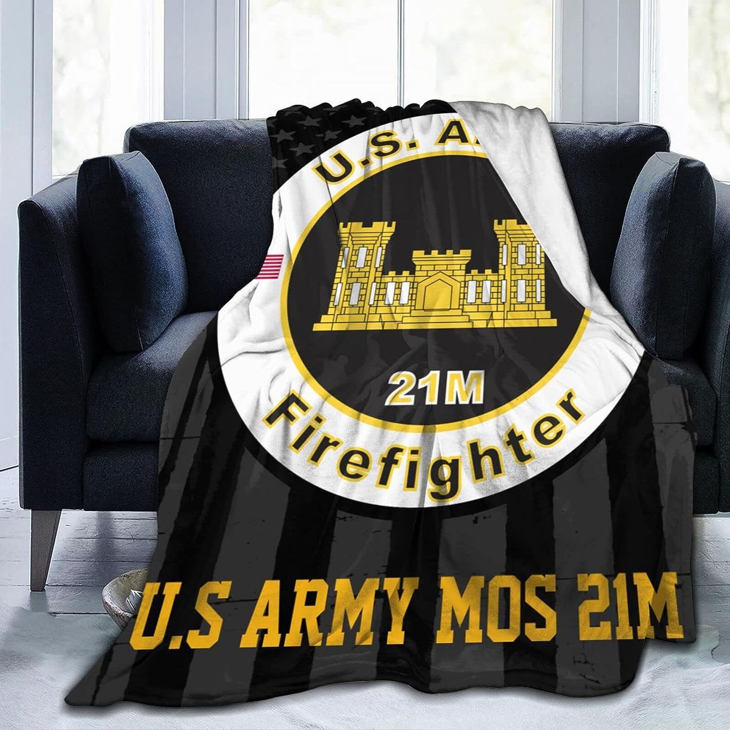 US Army Mos 21m Firefighter Warm Throw Blanket
