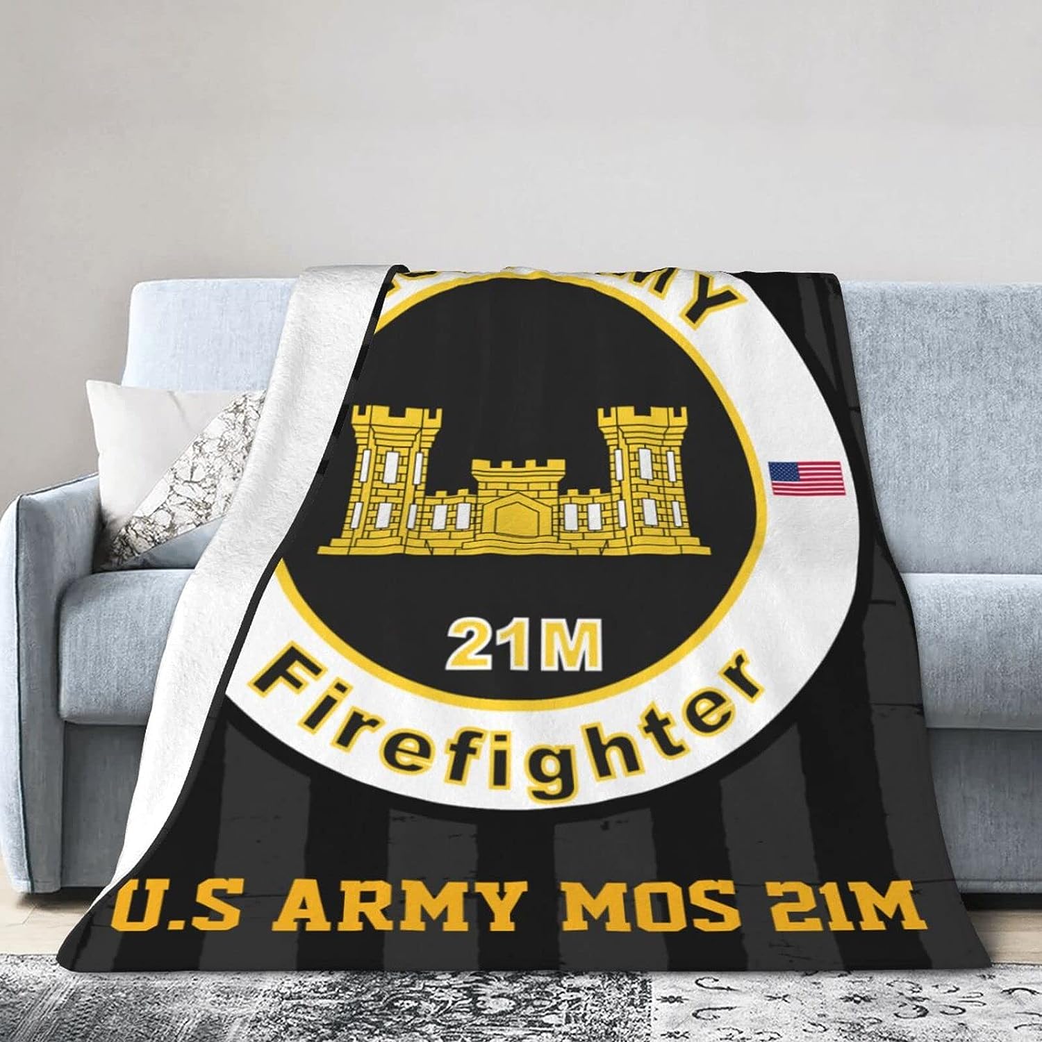 US Army Mos 21m Firefighter Warm Throw Blanket