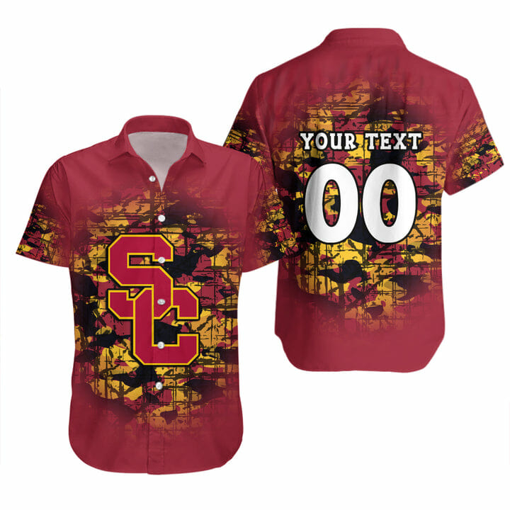 USC Trojans Custom Text Number Cardinal Hawaiian Shirt V2 for NCAA Fans