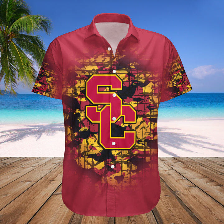 USC Trojans Custom Text Number Cardinal Hawaiian Shirt V2 for NCAA Fans