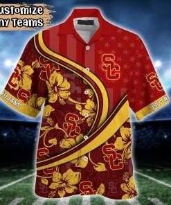 USC Trojans NCAA US Flag Flower Hawaii Shirt For Fans