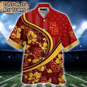 USC Trojans NCAA US Flag Flower Hawaii Shirt For Fans