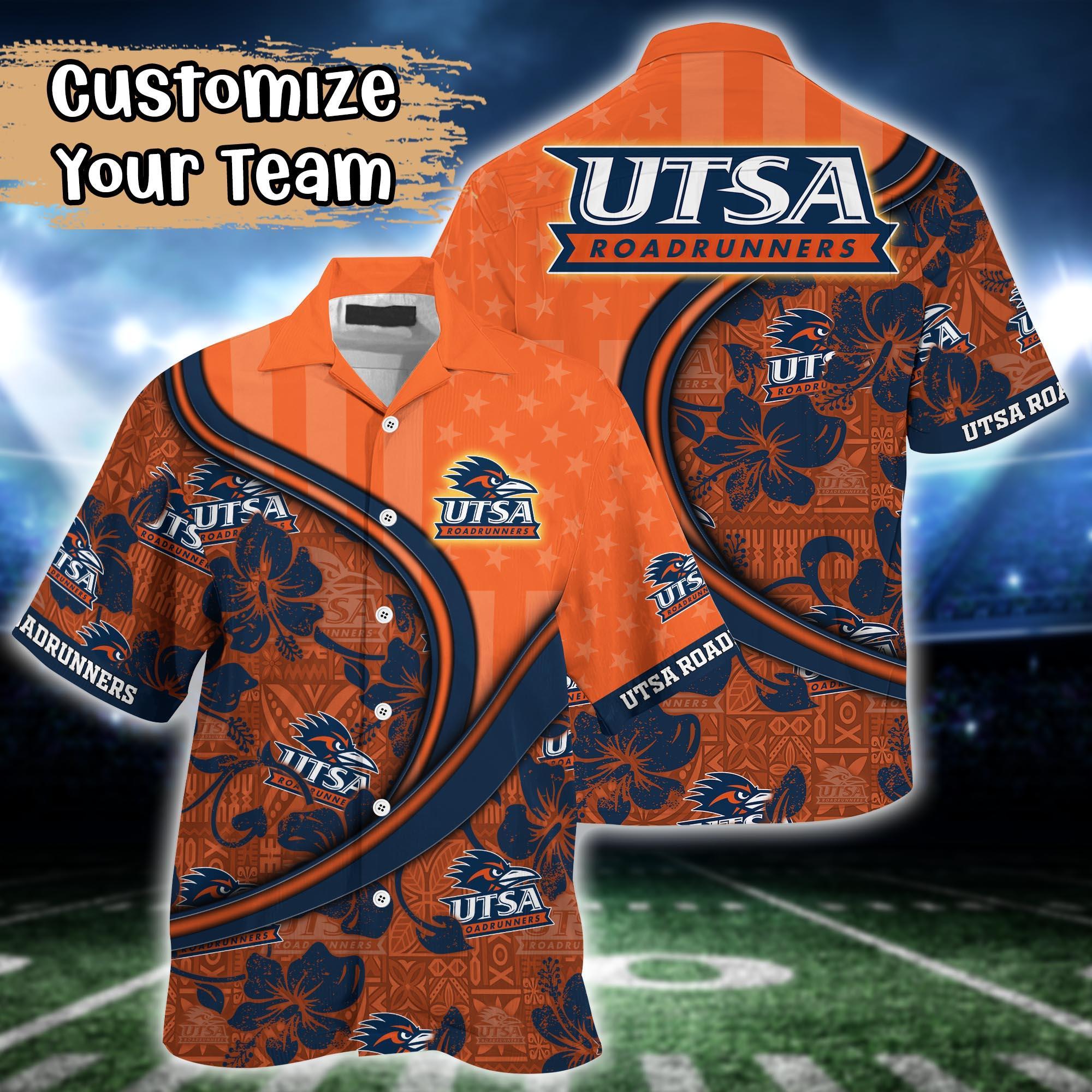 UTSA Roadrunners NCAA US Flag Flower Hawaii Shirt For Fans
