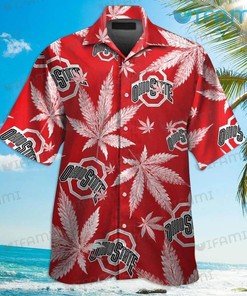 Unique Ohio State Buckeyes Hawaiian Shirt with Weed Leaf Pattern and Logo
