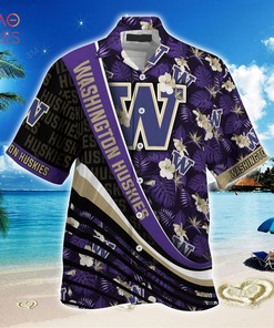 Unique Style: NCAA Washington Huskies Black Purple Hawaiian Shirt V2