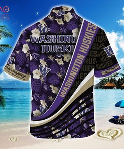 Unique Style: NCAA Washington Huskies Black Purple Hawaiian Shirt V2