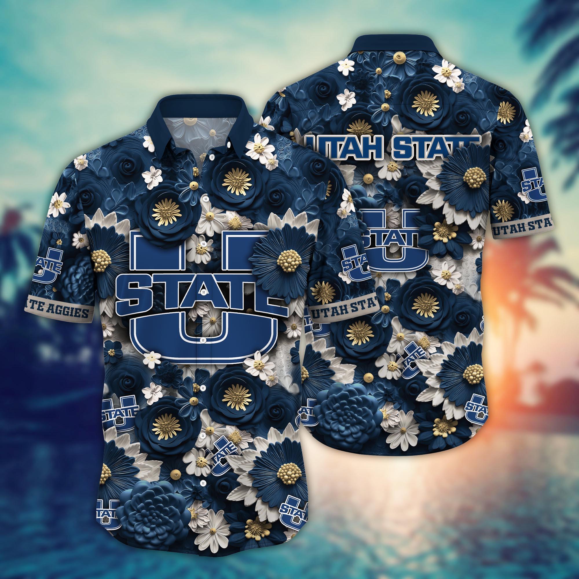 Utah State Aggies NCAA Hawaiian Shirt for This Summer Customize Shirt Any Team