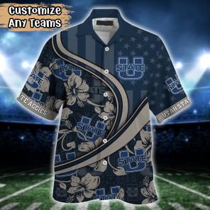 Utah State Aggies NCAA US Flag Flower Hawaii Shirt For Fans