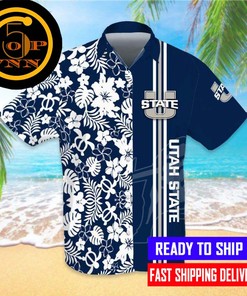 Utah State Aggies Usu Football Sport Logo Cool Hawaiian Shirt And Shorts - Show Your Aggie Pride in Style