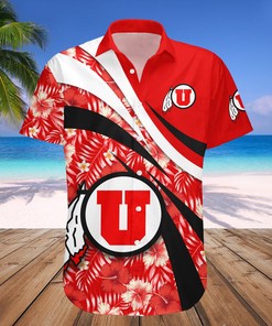 Utah Utes Genuine Red Hibiscus NCAA Hawaiian Shirt