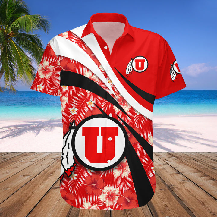 Utah Utes Genuine Red Hibiscus NCAA Hawaiian Shirt
