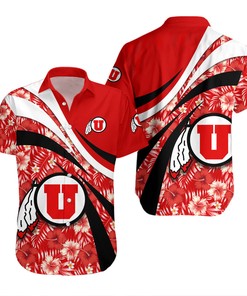 Utah Utes Genuine Red Hibiscus NCAA Hawaiian Shirt