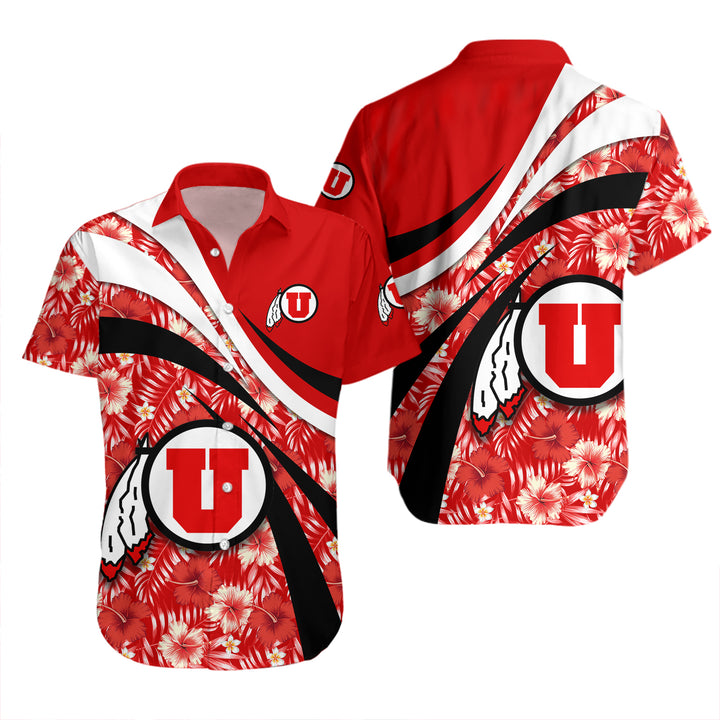 Utah Utes Genuine Red Hibiscus NCAA Hawaiian Shirt