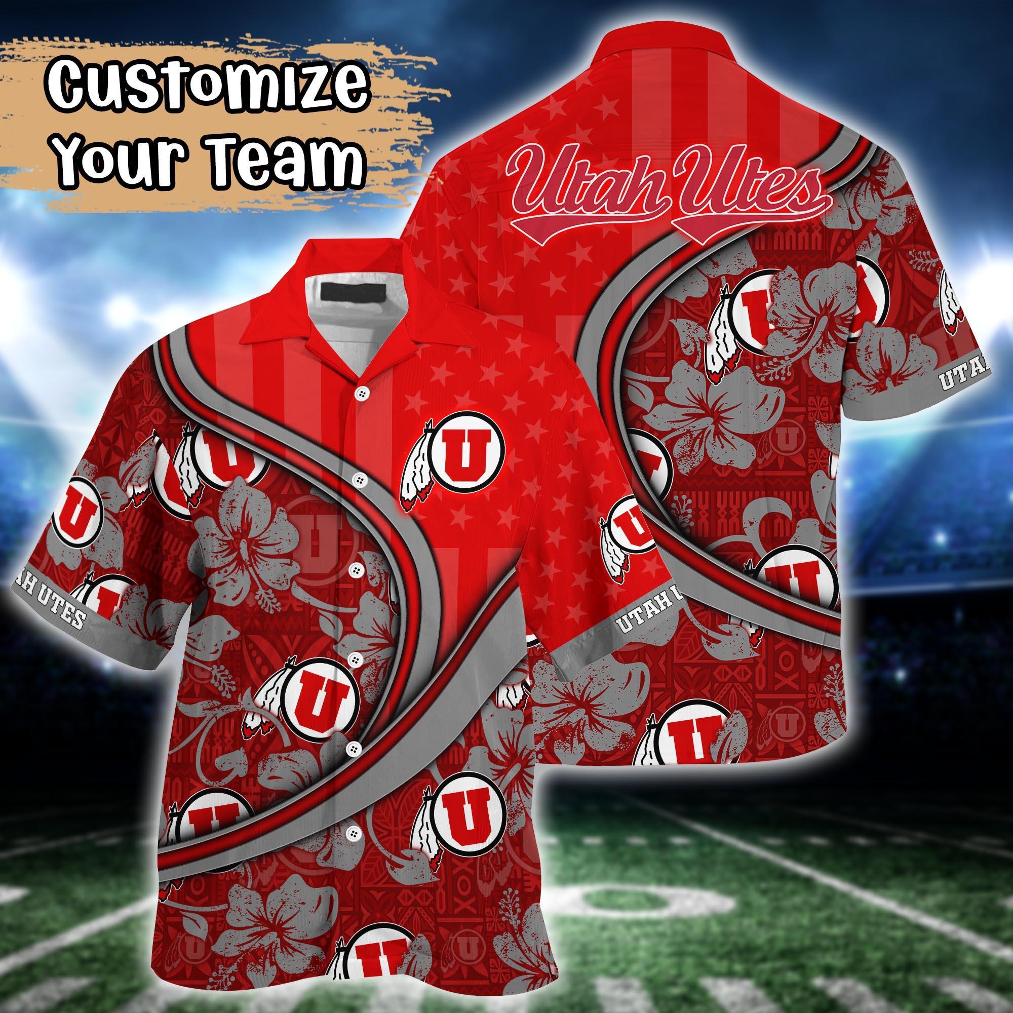 Utah Utes NCAA US Flag Flower Hawaii Shirt For Fans