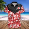 Utah Utes Red Black Hawaiian Shirt with Tropical Flowers