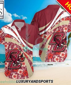 Vibrant Hibiscus Tropical Flower Boston College Eagles Hawaiian Shirt