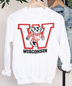 Vintage 80s Football T-Shirt of University of Wisconsin Badgers, Badgers Football Shirt