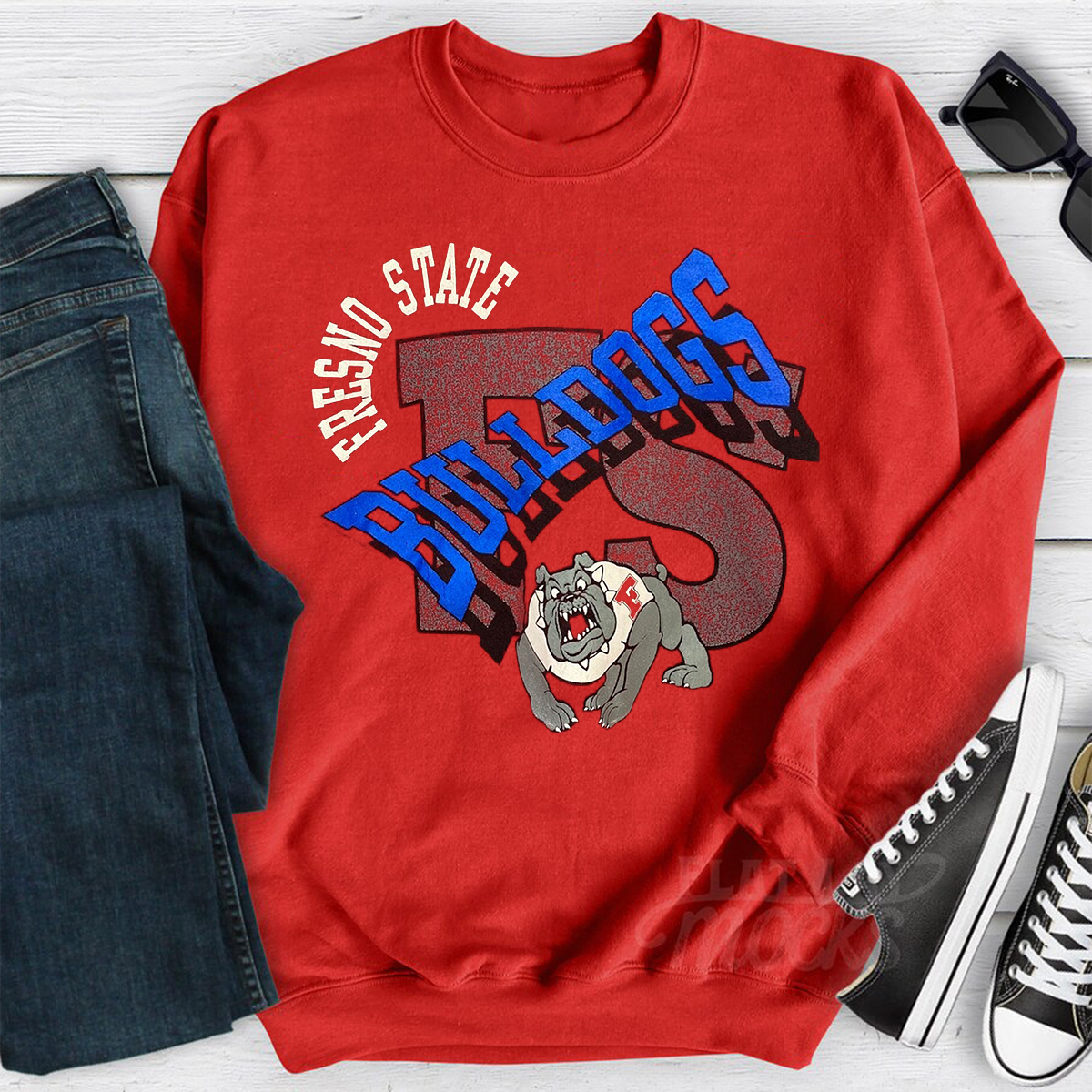 Vintage 90s California State University Fresno Sweatshirt - Bulldogs Print Logo