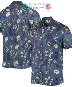 Vintage Floral Navy Hawaii Shirt for West Virginia Mountaineers Fans by Wes & Willy