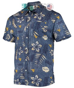 Vintage Floral Navy Hawaii Shirt for West Virginia Mountaineers Fans by Wes & Willy