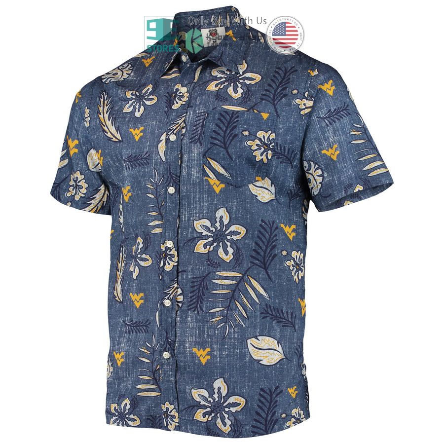 Vintage Floral Navy Hawaii Shirt for West Virginia Mountaineers Fans by Wes & Willy