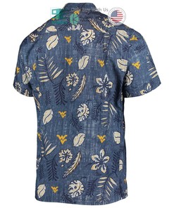 Vintage Floral Navy Hawaii Shirt for West Virginia Mountaineers Fans by Wes & Willy