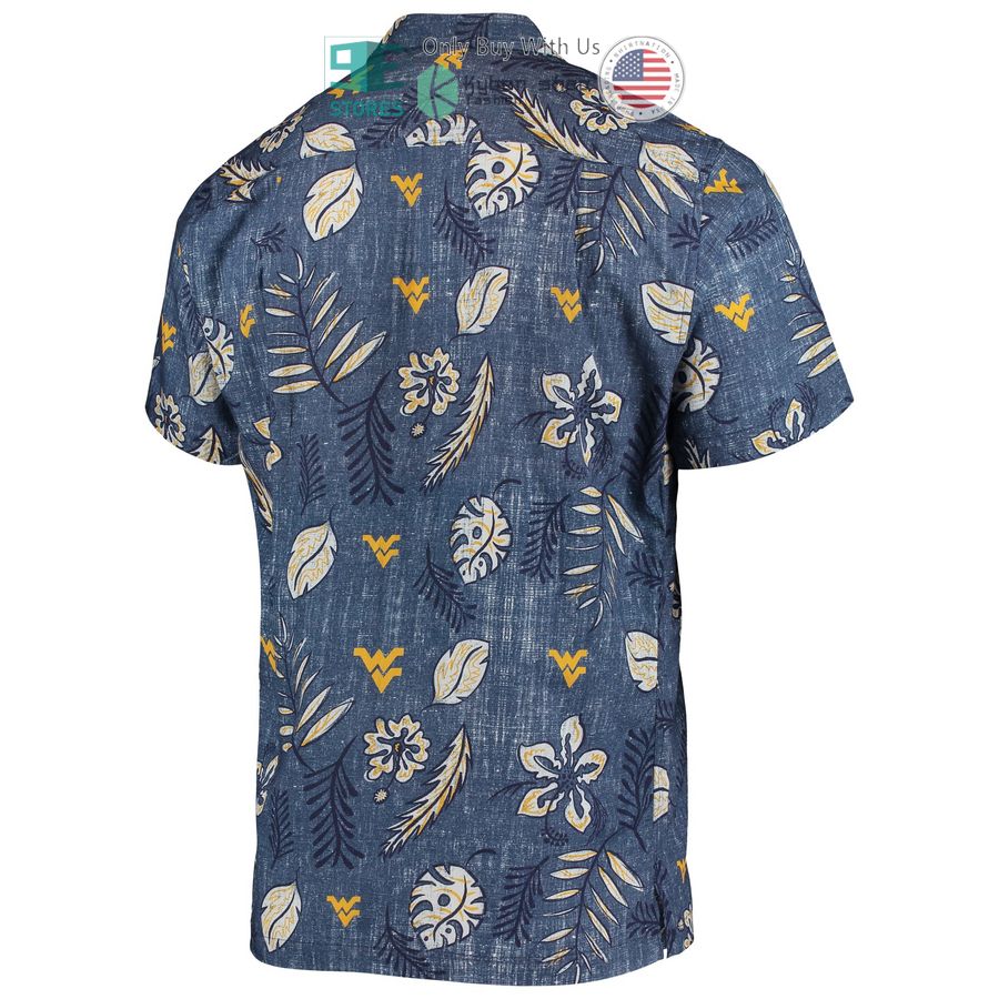 Vintage Floral Navy Hawaii Shirt for West Virginia Mountaineers Fans by Wes & Willy