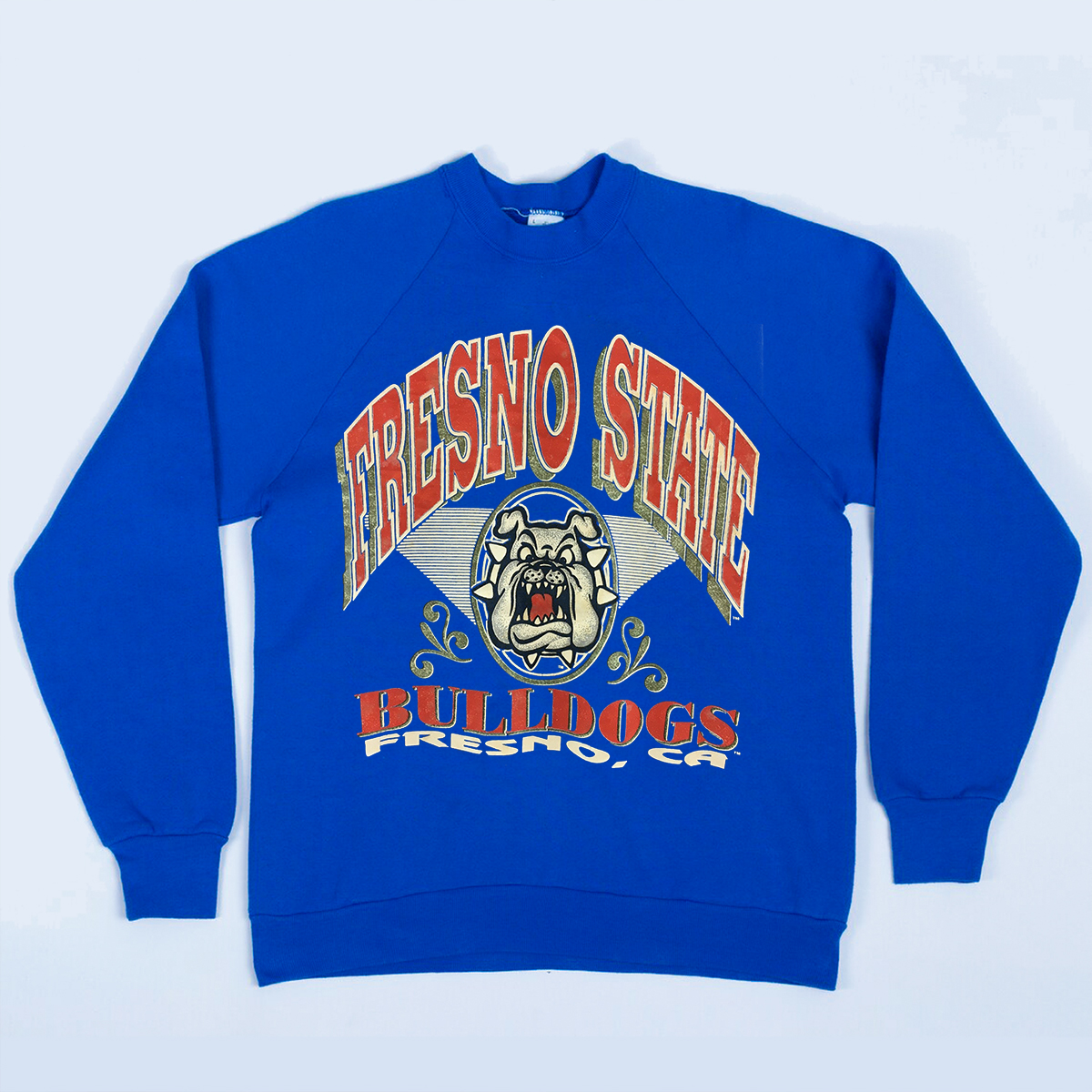 Vintage Fresno State Bulldogs Big Logo Spell Out Crewneck Sweatshirt - Nostalgic Apparel