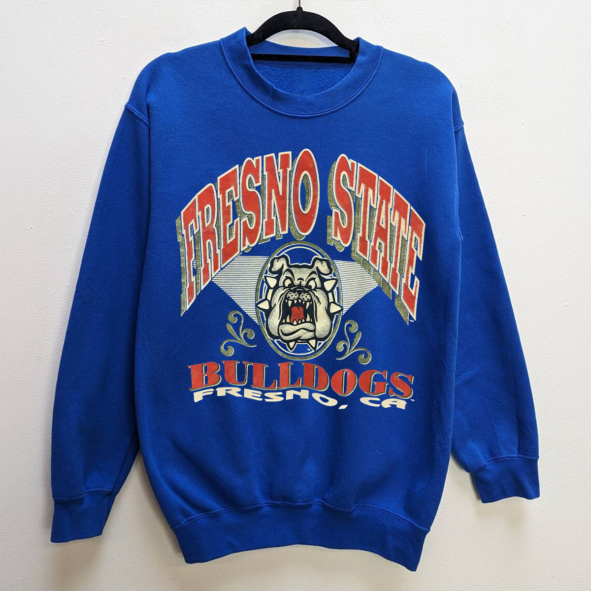 Vintage Fresno State Bulldogs Big Logo Spell Out Crewneck Sweatshirt - Nostalgic Apparel
