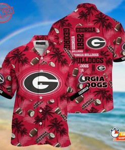Vintage Georgia Bulldogs UGA Hawaiian Shirt - Palm Trees Style