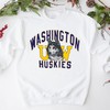 Vintage Washington Huskies Big Logo Print Crewneck Sweatshirt - Authentic UW Apparel