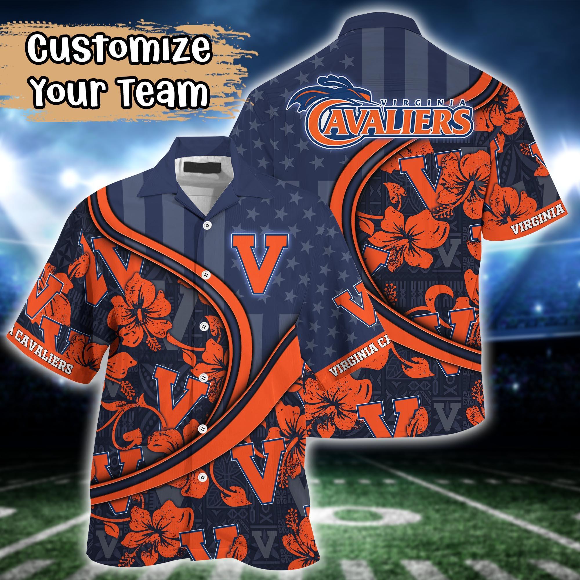 Virginia Cavaliers NCAA US Flag Flower Hawaii Shirt For Fans