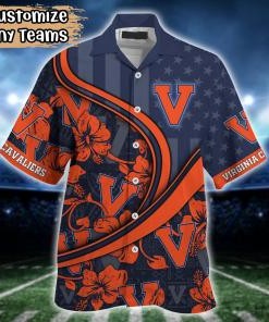 Virginia Cavaliers NCAA US Flag Flower Hawaii Shirt For Fans