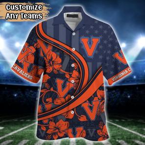 Virginia Cavaliers NCAA US Flag Flower Hawaii Shirt For Fans