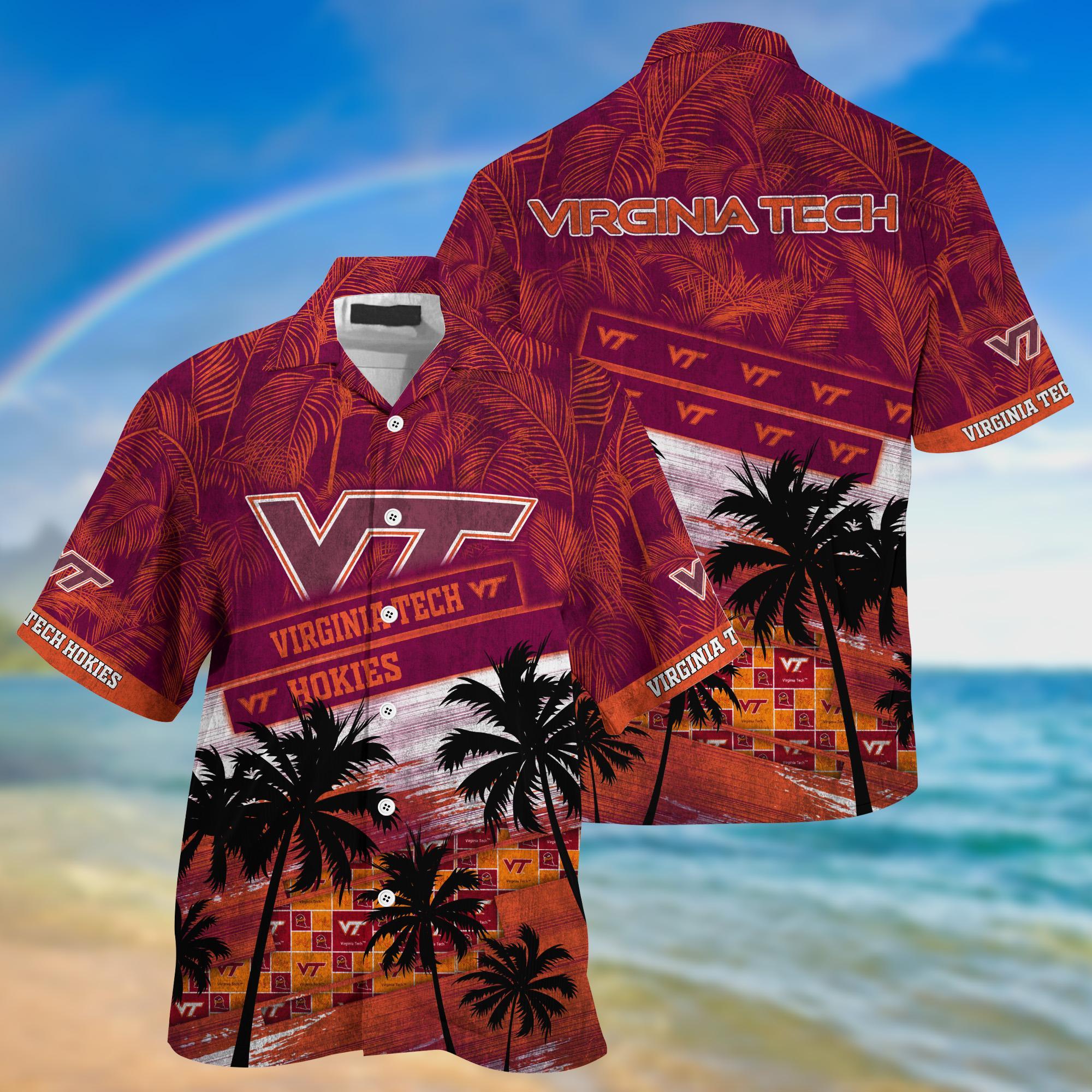 Virginia Tech Hokies NCAA Palm Tree Pattern Hawaii Shirt For Sports Fans